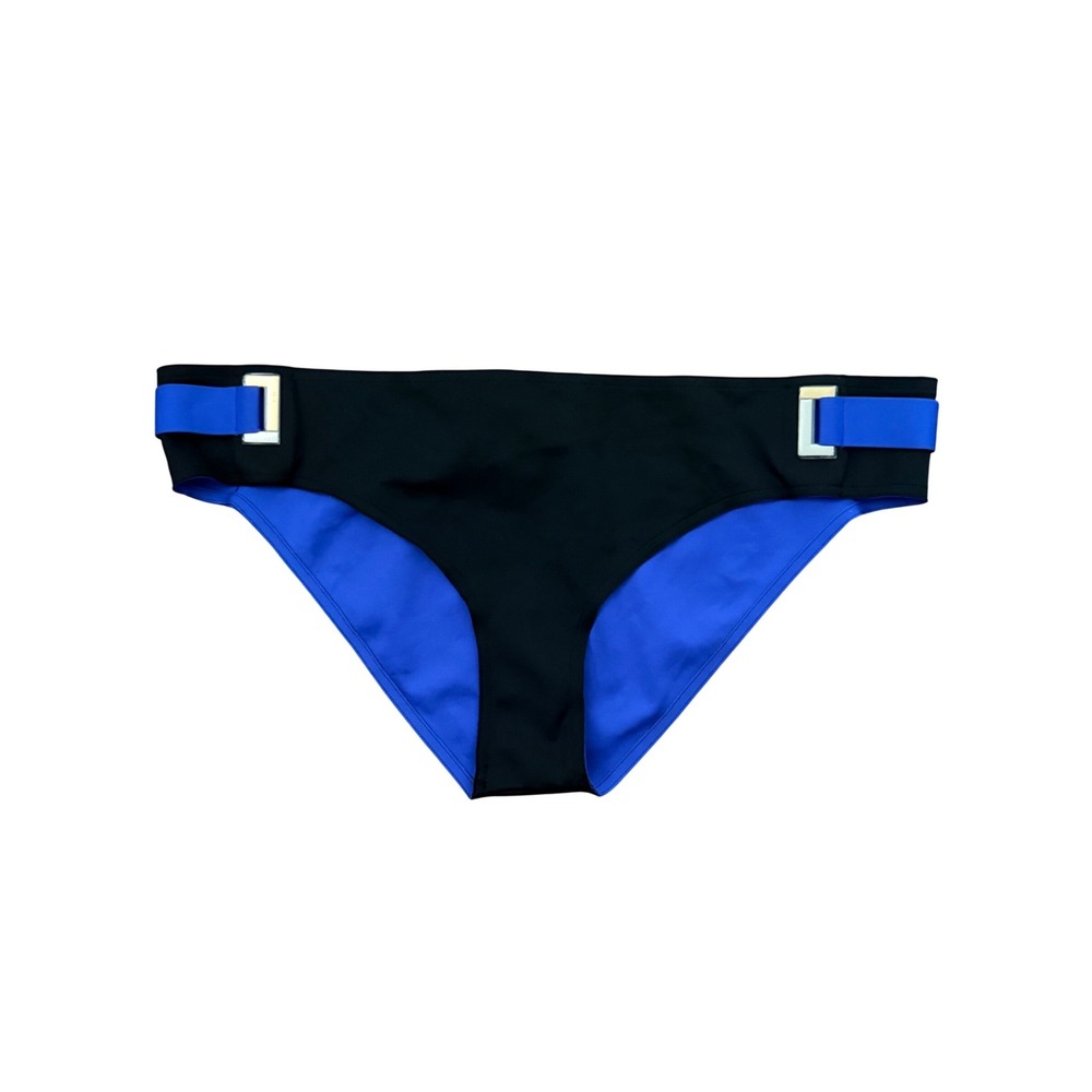 La Perla Black Blue Colorblock Bikini Bottom Hardware Detail Italy US XL Bech